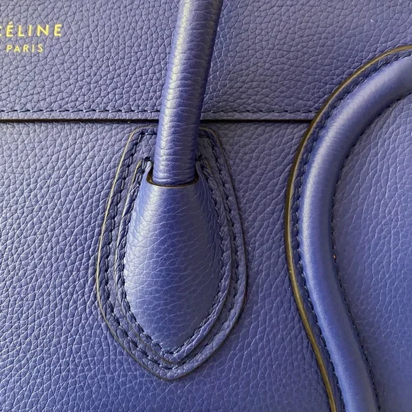 100% authentic Celine Drummed Calfskin Micro Luggage in indigo - Picture 8 of 16